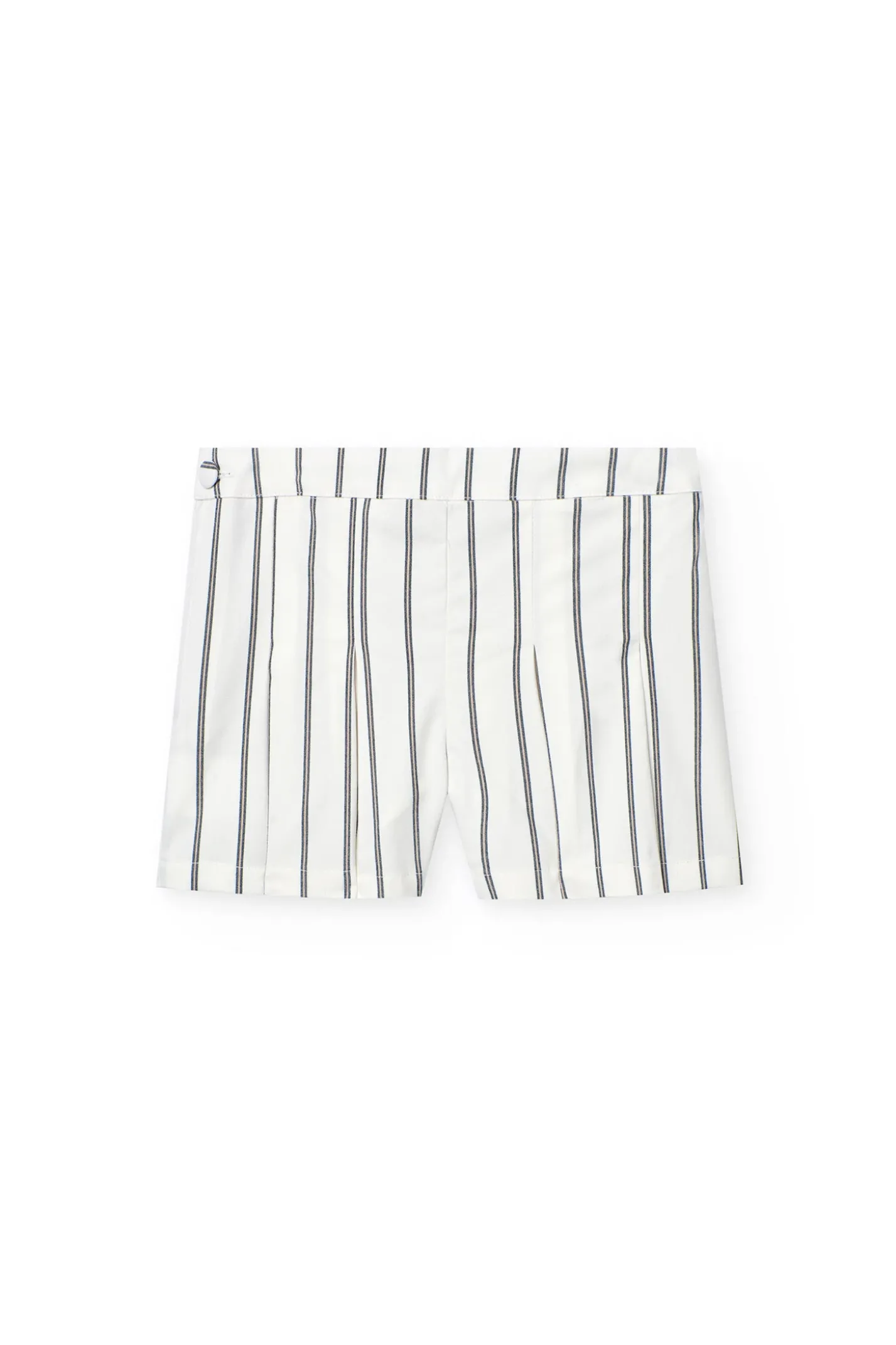 Gonna-pantaloncino in maglia per bambina con righe in bianco e nero.