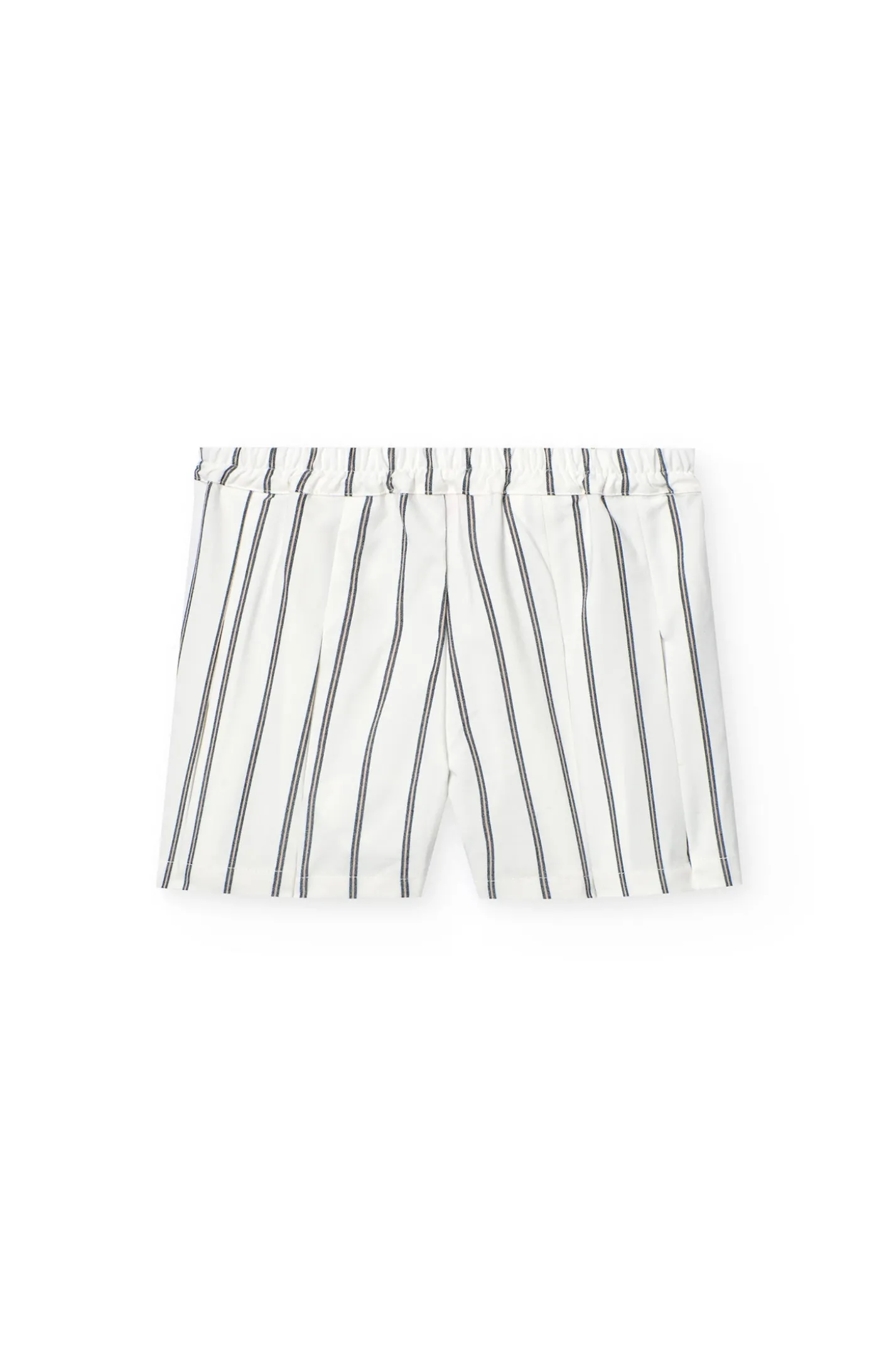 Gonna-pantaloncino in maglia per bambina con righe in bianco e nero.
