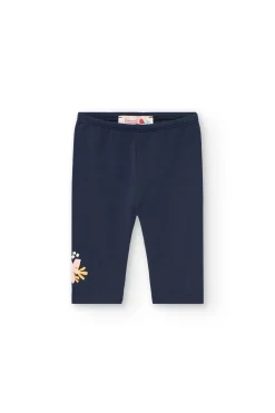 Leggings capri basic in maglia per bambina in colore blu marino