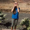 Leggings capri in maglia per bambina con stampa floreale