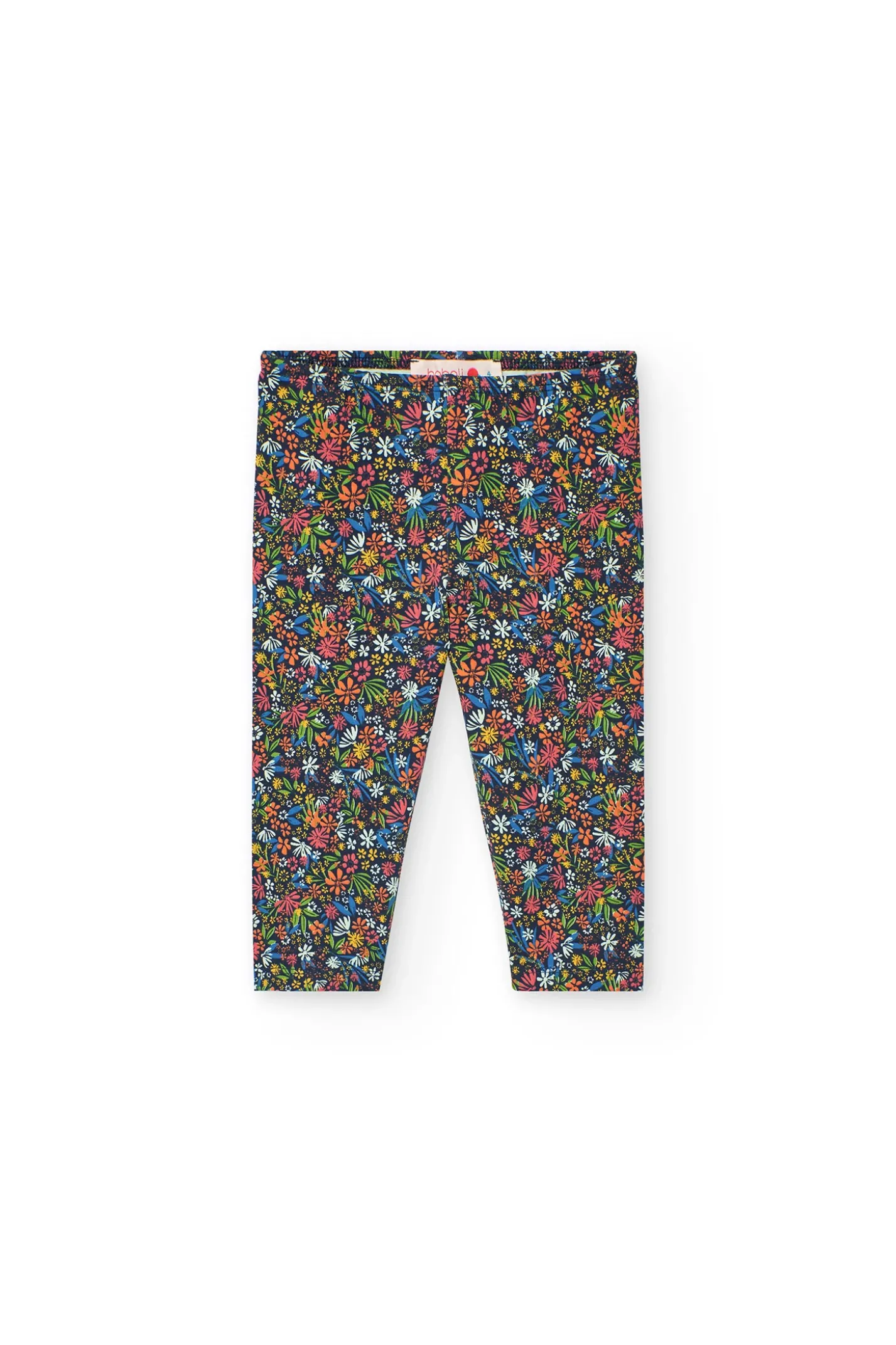 Leggings capri in maglia per bambina con stampa floreale