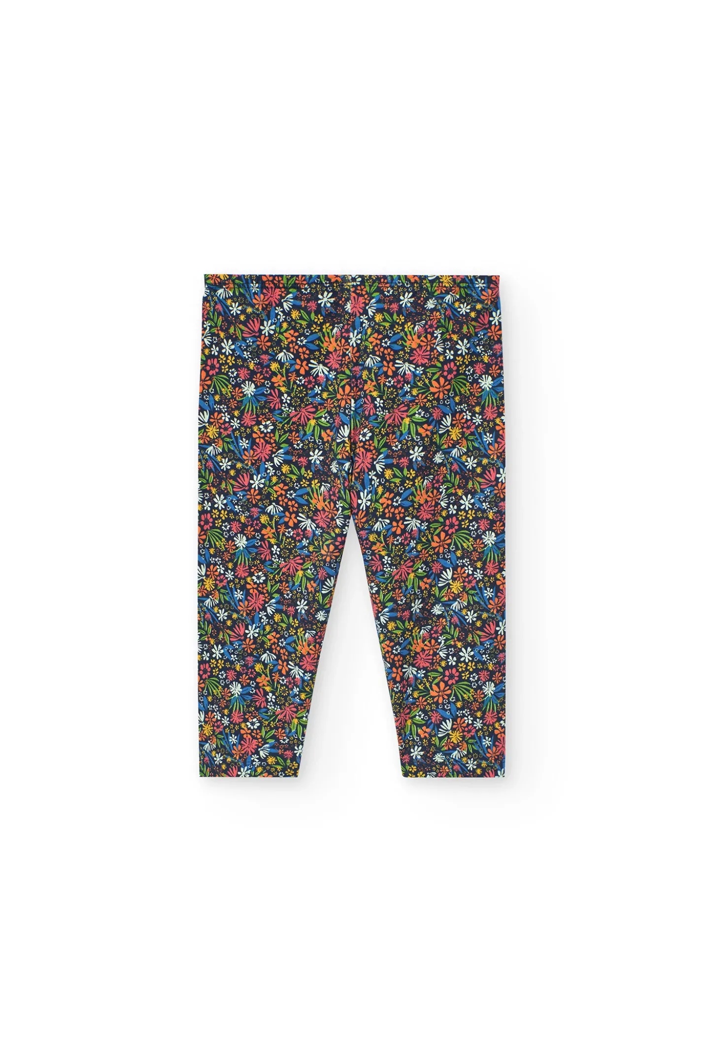 Leggings capri in maglia per bambina con stampa floreale