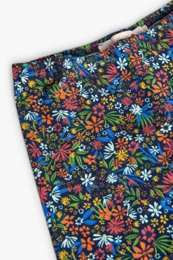 Leggings capri in maglia per bambina con stampa floreale