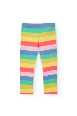 Leggings in maglia per bambina con stampa multicolore