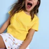 Maglietta a maglia per bambina in colore giallo