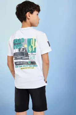 Maglietta a maglia per bambino in bianco con stampa