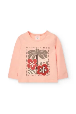 Maglietta a maglia per bambina in colore salmone