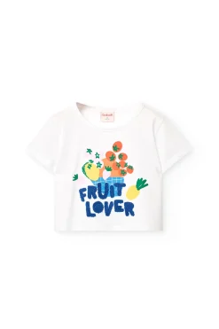 Maglietta a maglia per bambina di colore bianco.