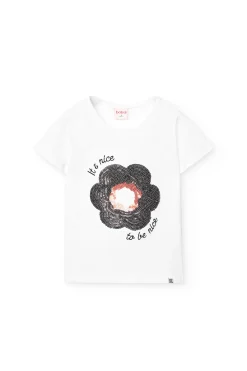 Maglietta a maglia per bambina in bianco