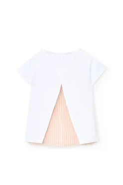Maglietta a maglia per bambina di colore bianco con disegno di un fiore