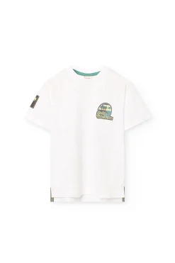 Maglietta a maglia per bambino in bianco con stampa