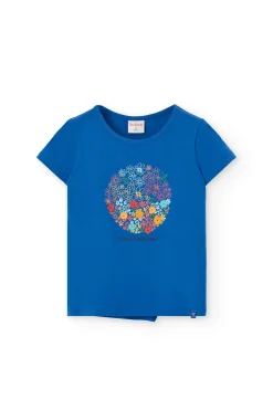 Maglietta a maglia per bambina di colore blu.