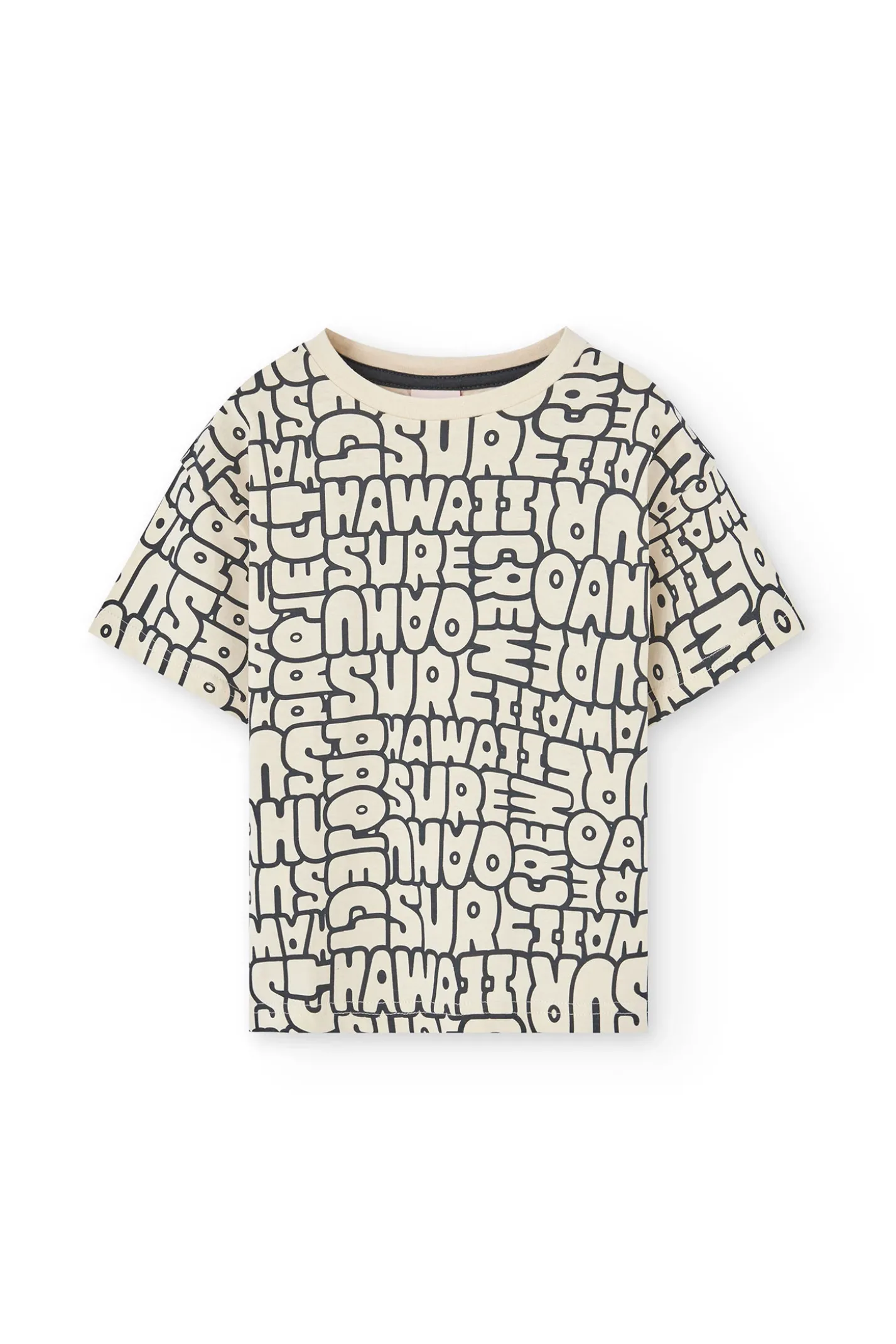Maglietta a maglia per bambino con stampa in color crema