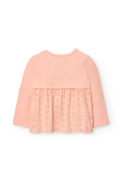 Maglietta a maglia per bambina in colore salmone