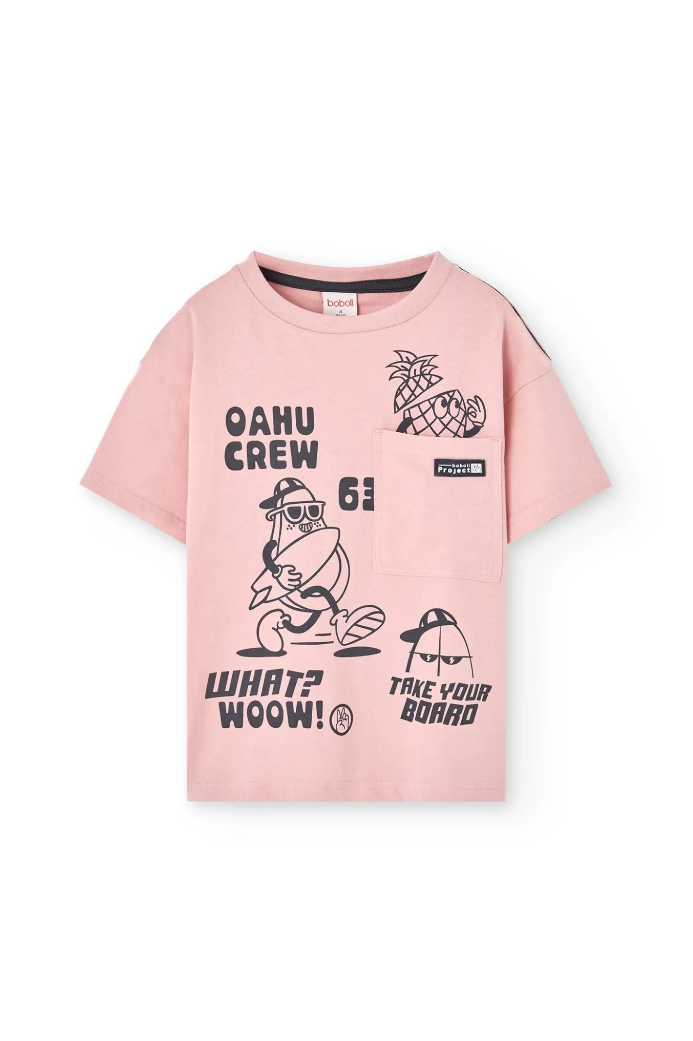Maglietta a maglia per bambino in colore rosa.