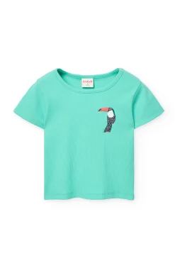Maglietta a maglia per bambina di colore verde