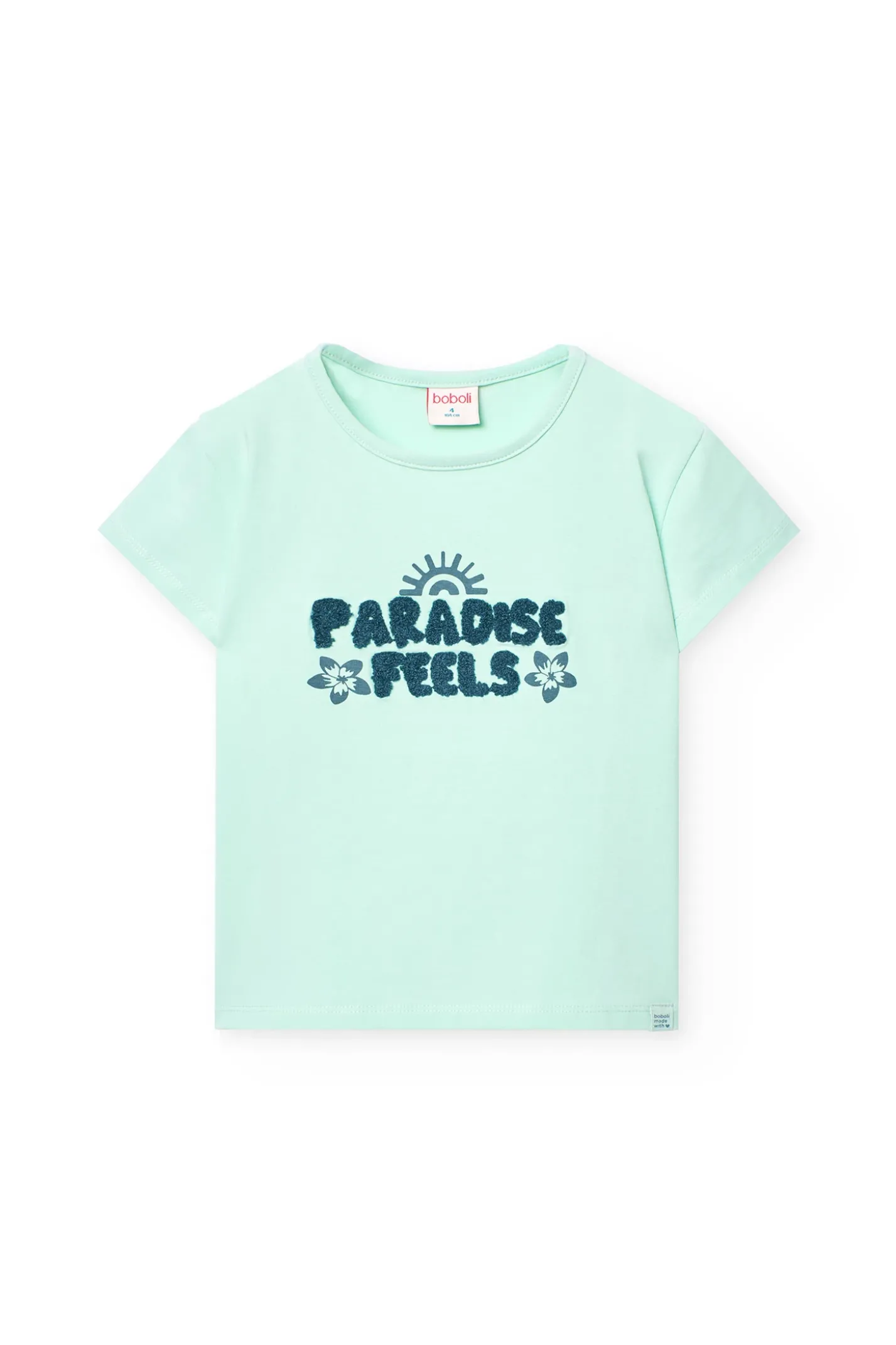 Maglietta a maglia per bambina in colore verde acqua