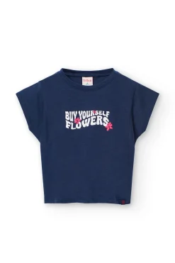 Maglietta a maglia per bambina in blu navy.