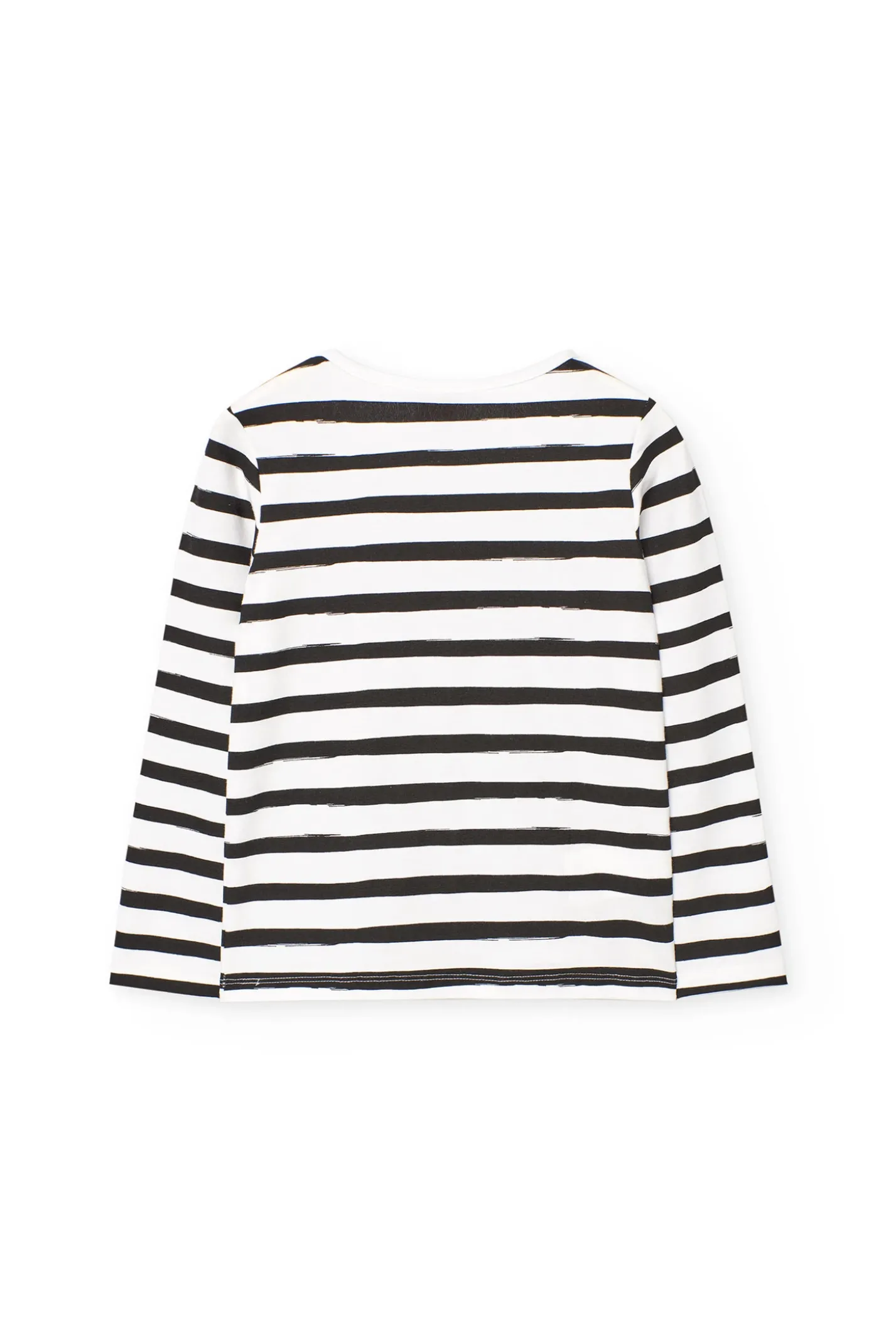 Maglietta a maglia per bambina con design a righe nei colori bianco e nero