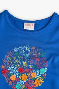 Maglietta a maglia per bambina di colore blu.