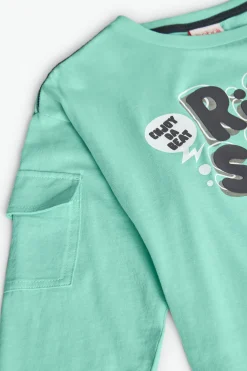 Maglietta a maglia per bambino in colore acqua