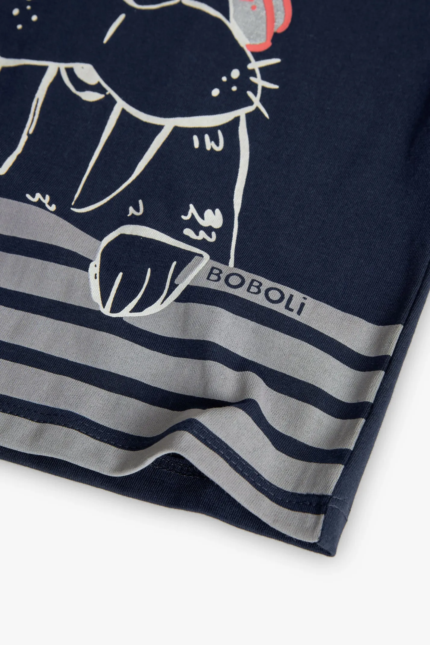 Maglietta a maglia per bambino in blu marino con stampa