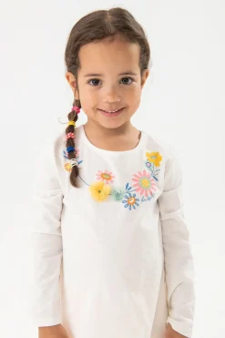 Maglietta a maglia per neonata in colore bianco combinato