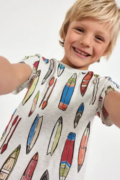 Maglietta a maglia per neonato con stampa di surfisti
