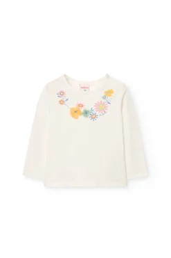 Maglietta a maglia per neonata in colore bianco combinato