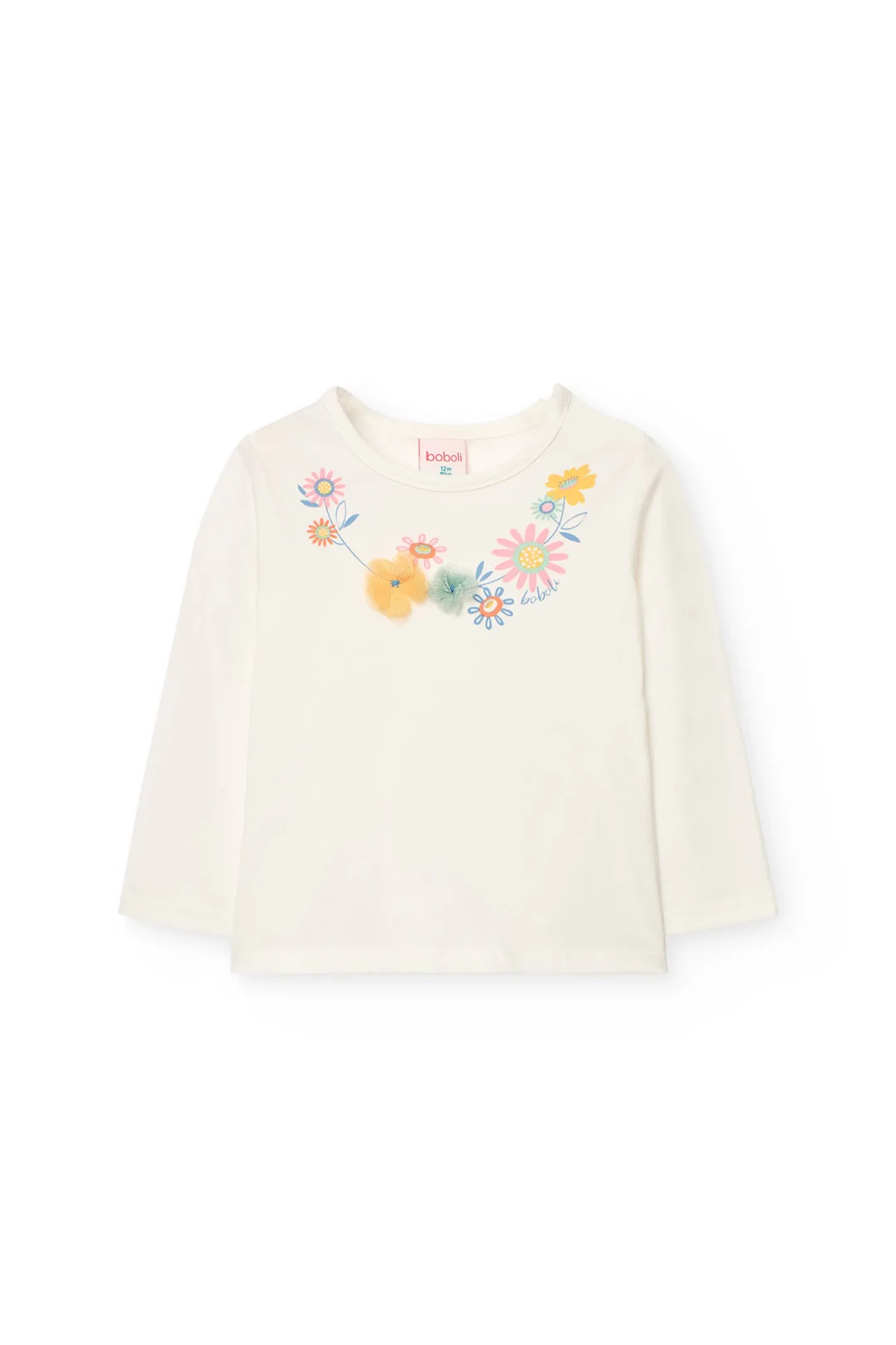 Maglietta a maglia per neonata in colore bianco combinato