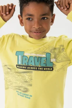 Maglietta a maniche lunghe per bambino in maglia verde.