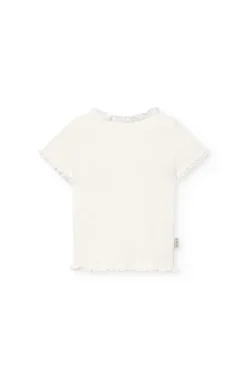 Maglietta basic in jersey per neonata di colore bianco.