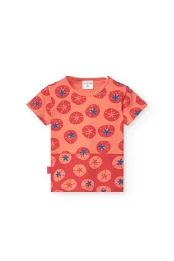 Maglietta basic in maglia per neonata in colore rosso.