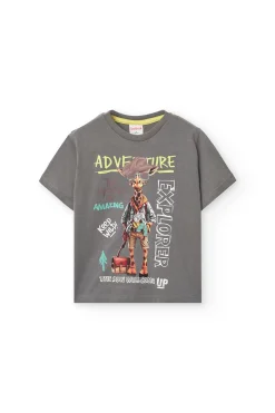 Maglietta basic in maglia per bambino di colore grigio