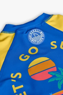 Maglietta da protezione solare per bambino in colore blu e giallo