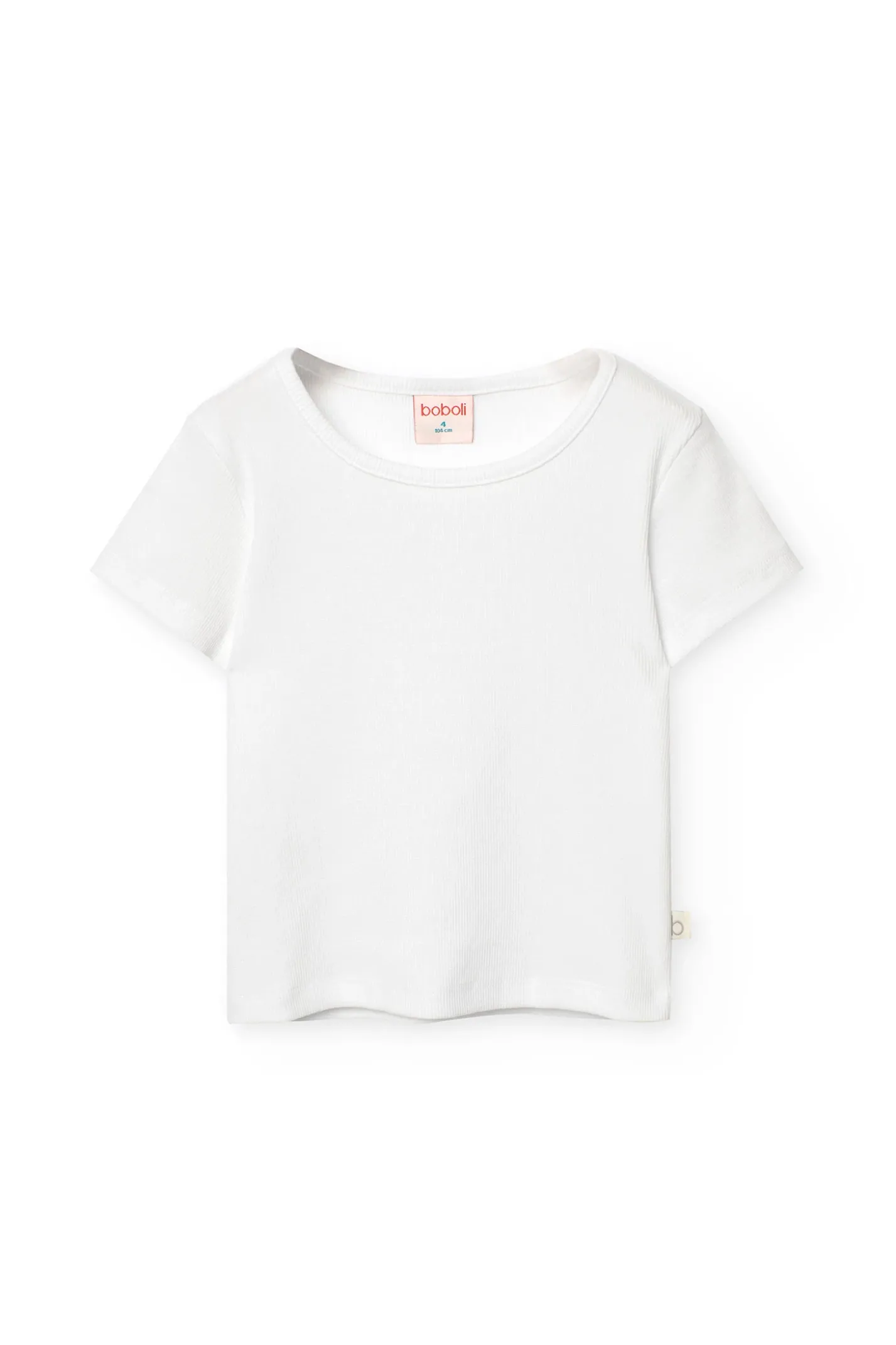 Maglietta di base in maglia per bambina di colore bianco.