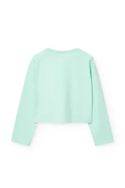 Maglietta elastica a maglia per bambina in colore verde