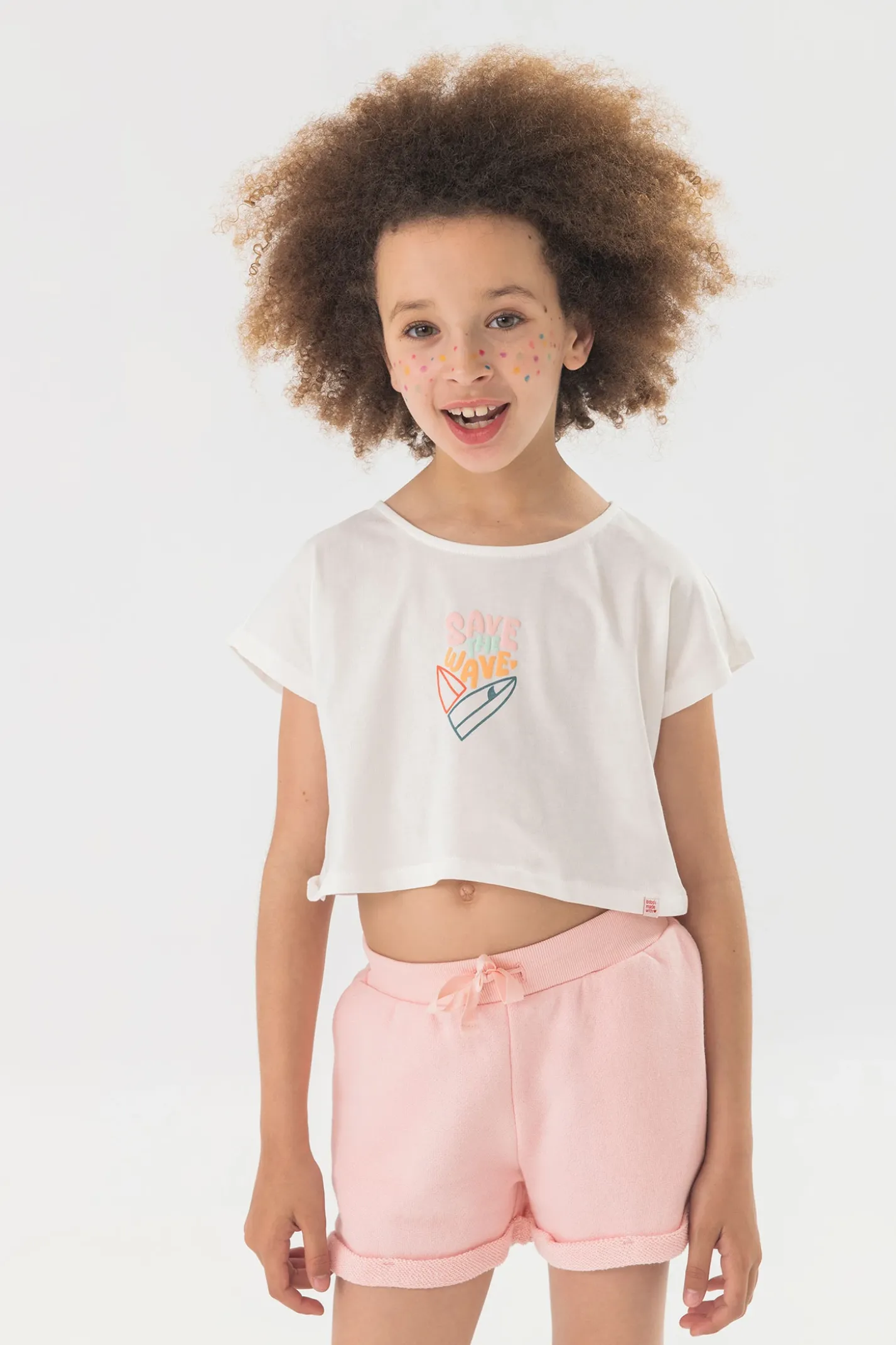 Maglietta in jersey liscio per bambina di colore bianco
