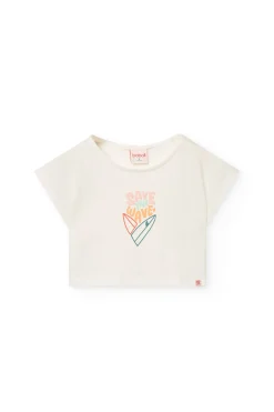 Maglietta in jersey liscio per bambina di colore bianco