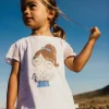 Maglietta in maglia elastica per bambina di colore bianco