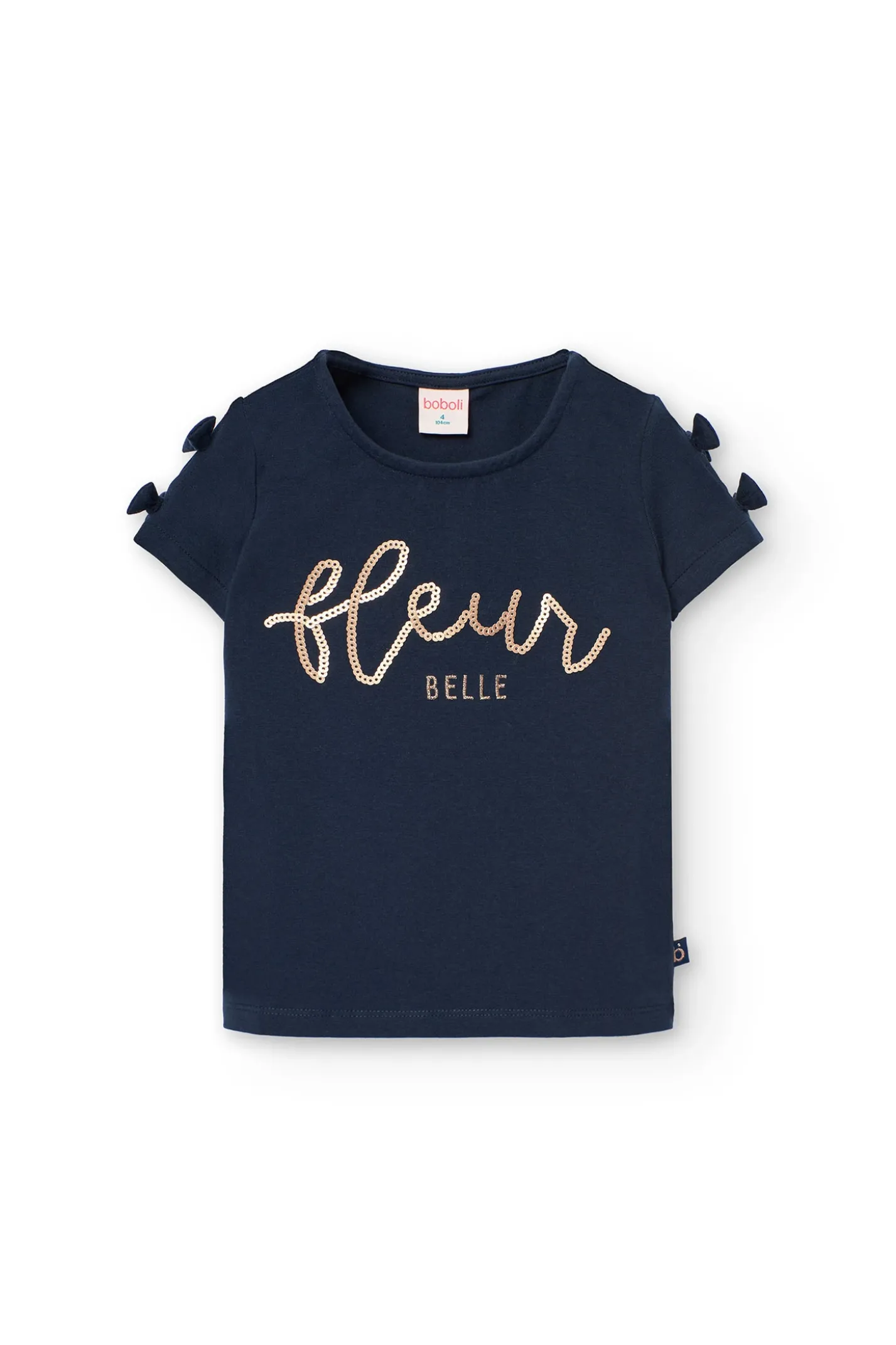 Maglietta in maglia elasticizzata per bambina di colore blu marino