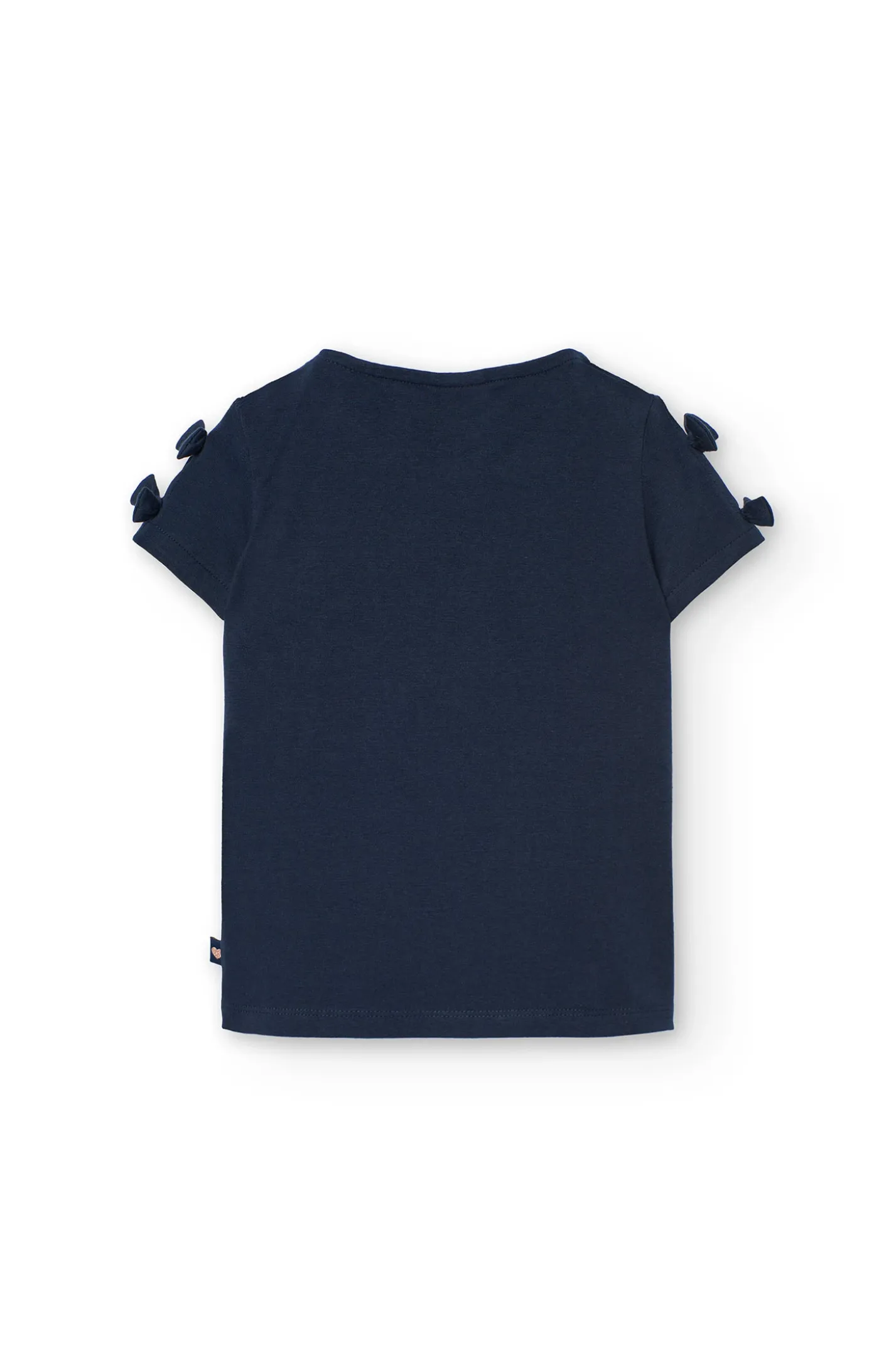 Maglietta in maglia elasticizzata per bambina di colore blu marino