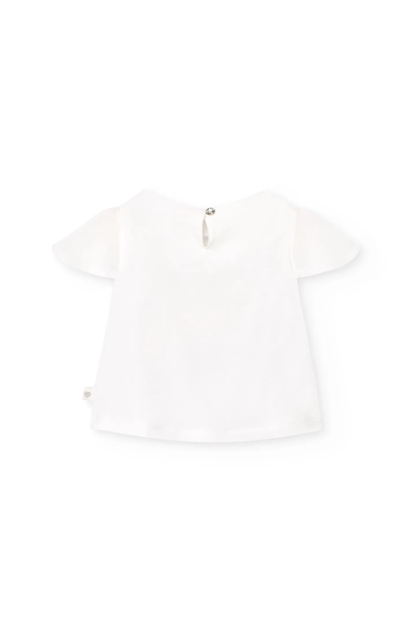 Maglietta in maglia elastica per bambina di colore bianco