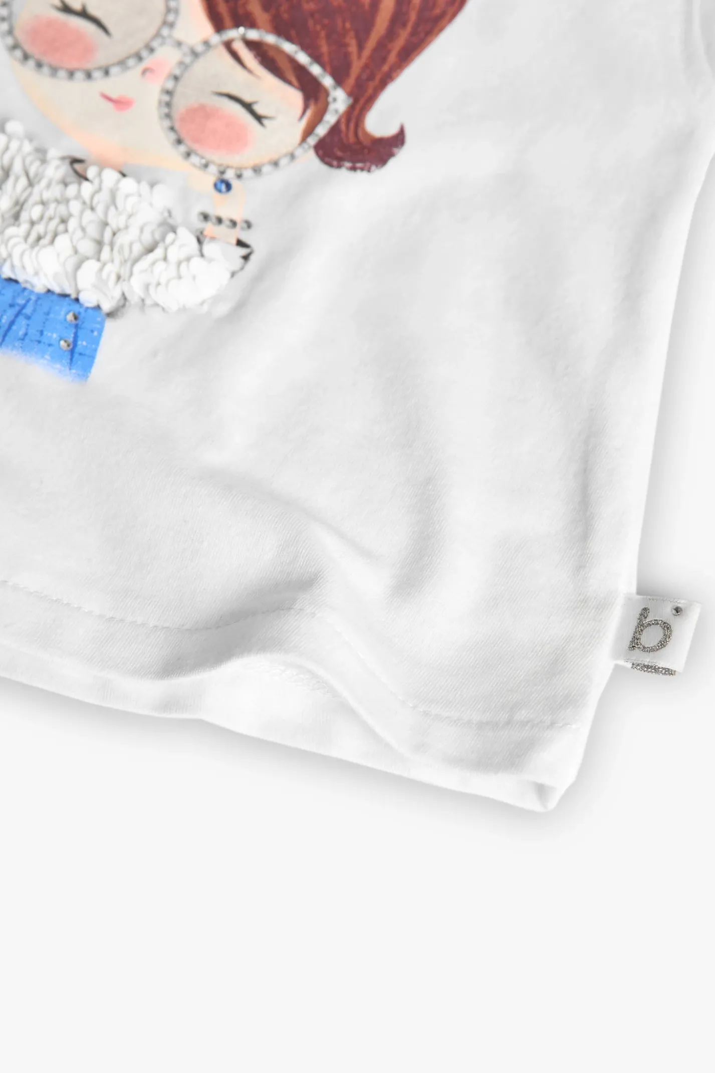 Maglietta in maglia elastica per bambina di colore bianco