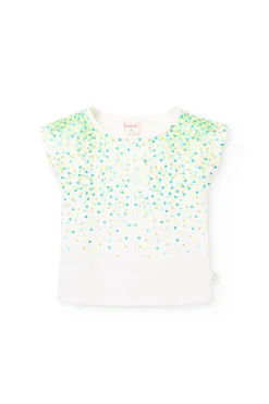 Maglietta in maglia per bambina con stampa in vari colori.