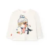 Maglietta in maglia per bambina in colore bianco con design divertente