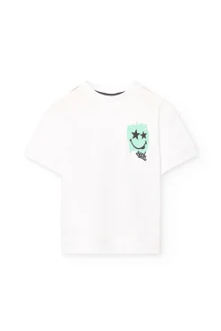 Maglietta in maglia per bambino di colore bianco con stampa