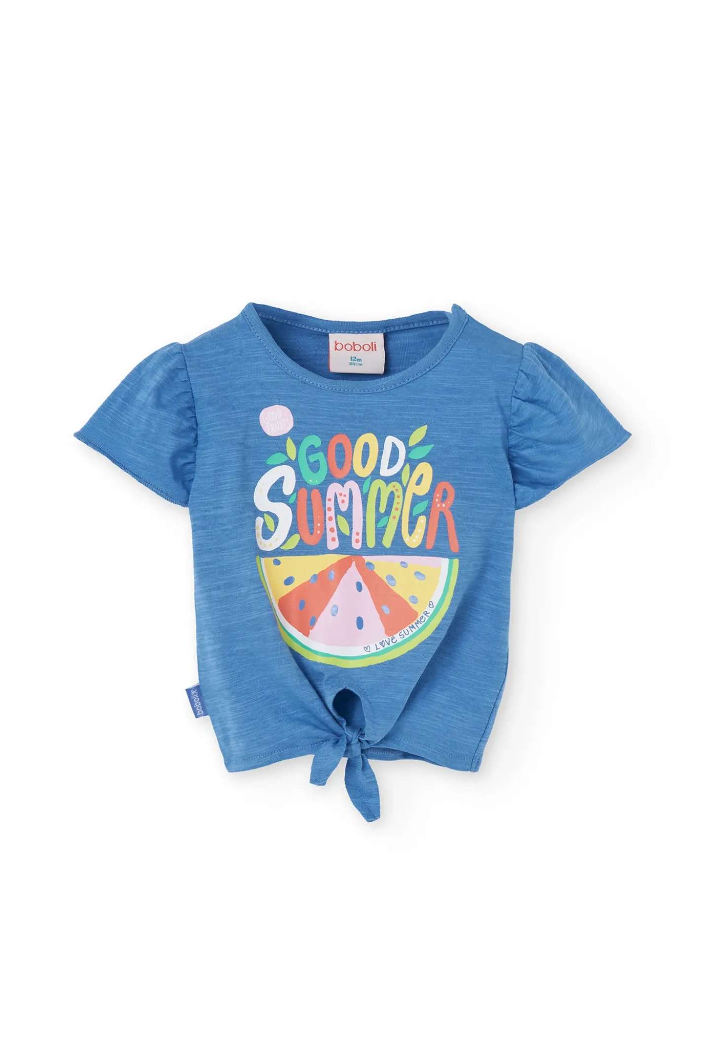 Maglietta in maglia per bambina di colore blu.
