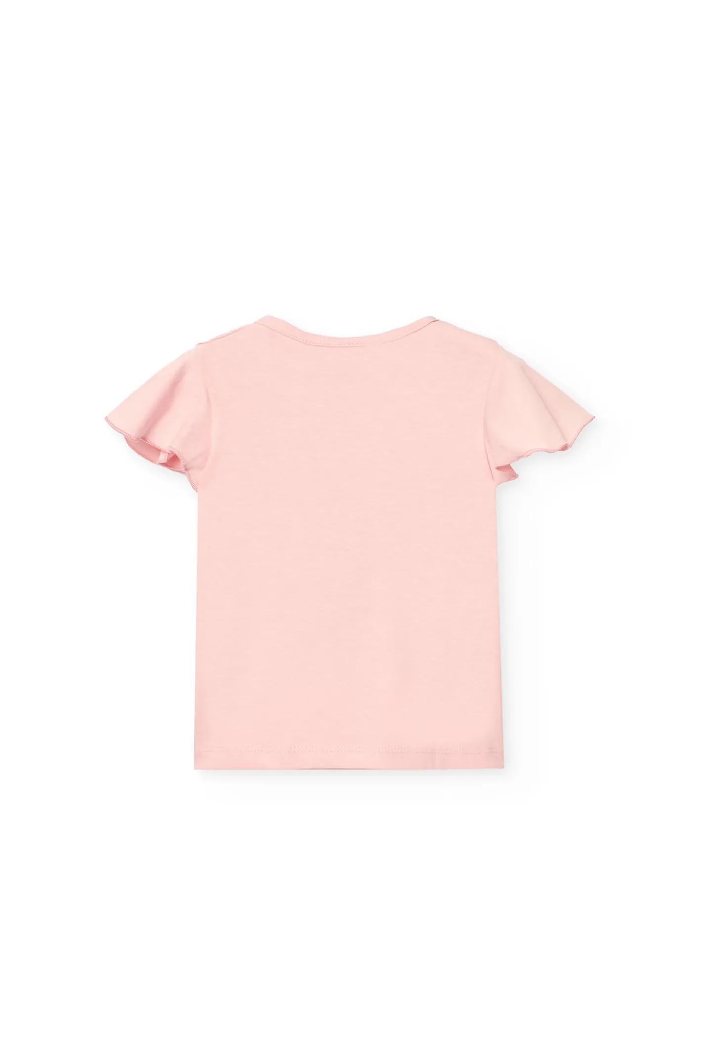 Maglietta in maglia per bambina in colore rosa con stampa