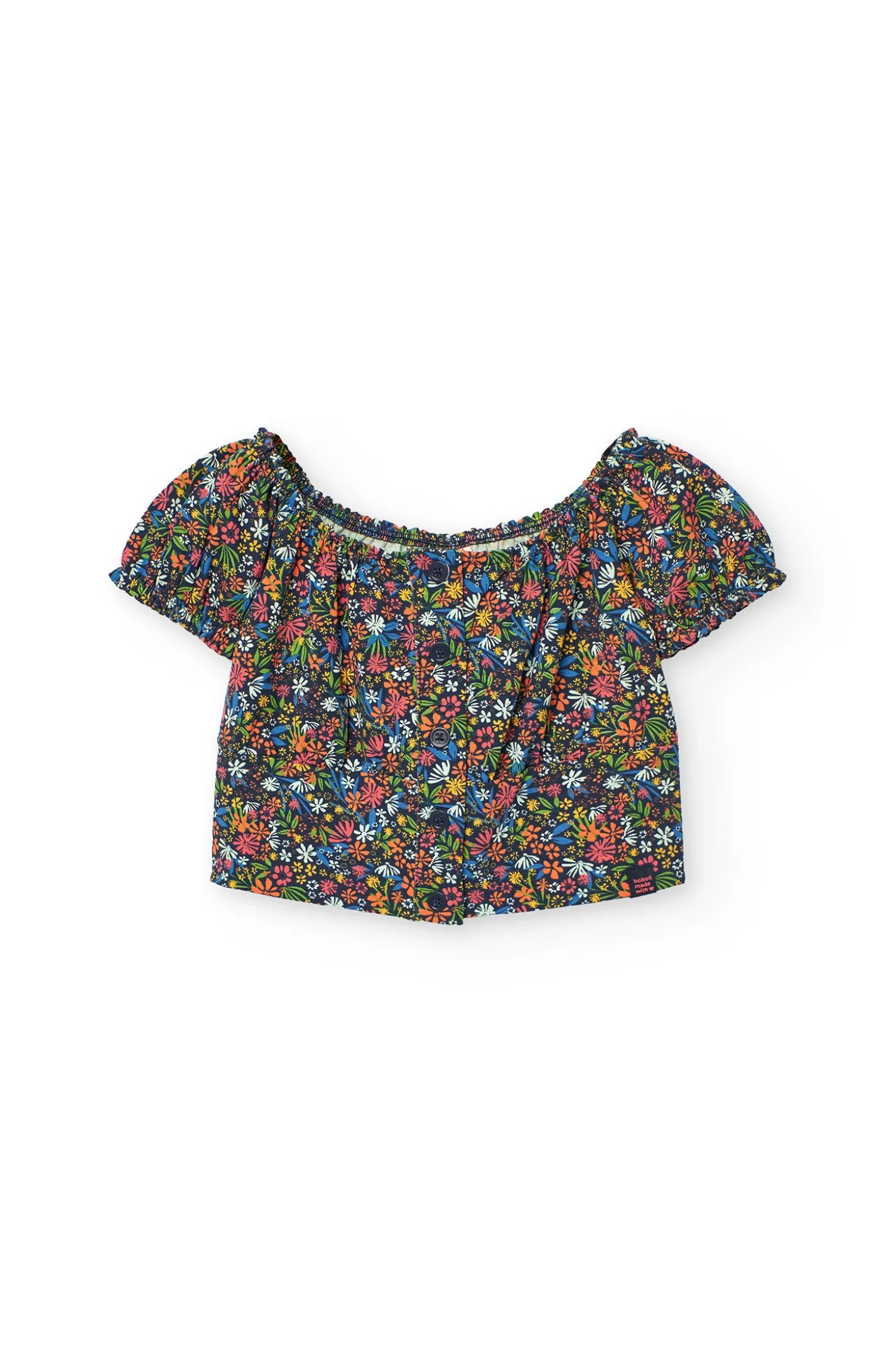 Maglietta in maglia per bambina con stampa